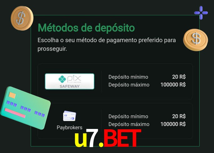 O cassino u7.bet oferece uma grande variedade de métodos de pagamento